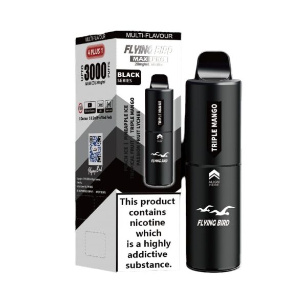 FLYING BIRD MAX PRO 4 PLUS 1 3000 PREFILLED POD VAPE KIT 20MG - Image 2