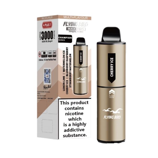 FLYING BIRD MAX PRO 4 PLUS 1 3000 PREFILLED POD VAPE KIT 20MG - Image 4