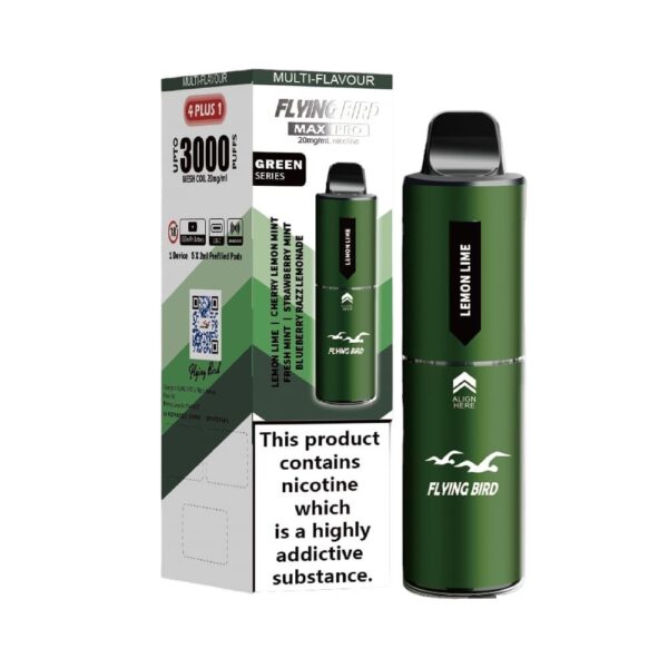 FLYING BIRD MAX PRO 4 PLUS 1 3000 PREFILLED POD VAPE KIT 20MG - Image 8