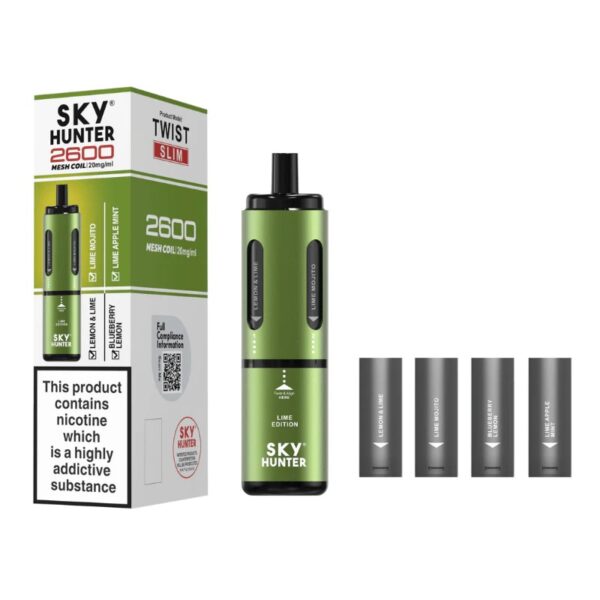 SKY HUNTER TWIST SLIM 4 IN 1 2600 PREFILLED POD VAPE KIT 20MG - Image 19