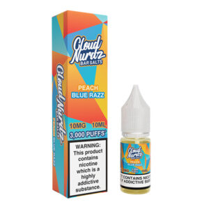 PEACH BLUE RAZZ BAR SALTS 10ML NIC SALT CLOUD NURDZ