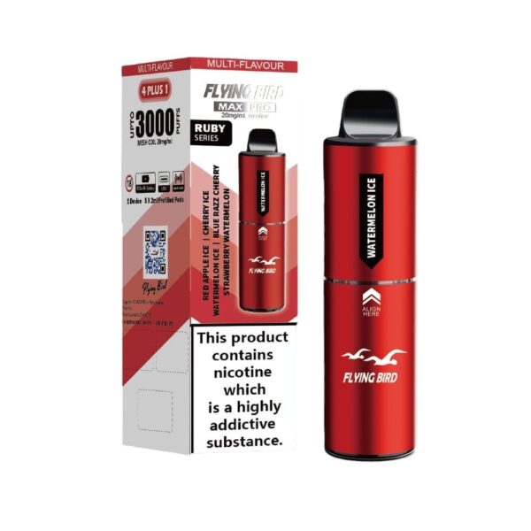 FLYING BIRD MAX PRO 4 PLUS 1 3000 PREFILLED POD VAPE KIT 20MG - Image 14