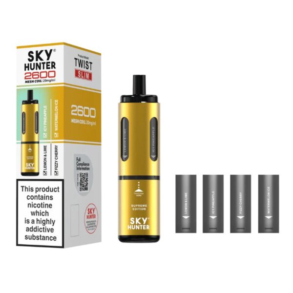 SKY HUNTER TWIST SLIM 4 IN 1 2600 PREFILLED POD VAPE KIT 20MG - Image 5