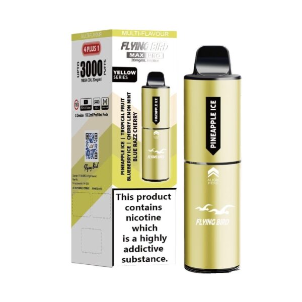 FLYING BIRD MAX PRO 4 PLUS 1 3000 PREFILLED POD VAPE KIT 20MG - Image 20