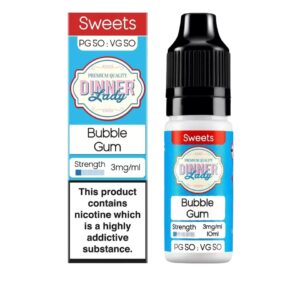 BUBBLEGUM 10ML E LIQUID 50/50 DINNER LADY PACK OF 10