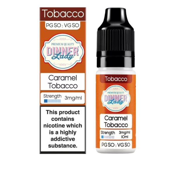 CARAMEL TOBACCO 10ML E LIQUID 50/50 DINNER LADY PACK OF 10