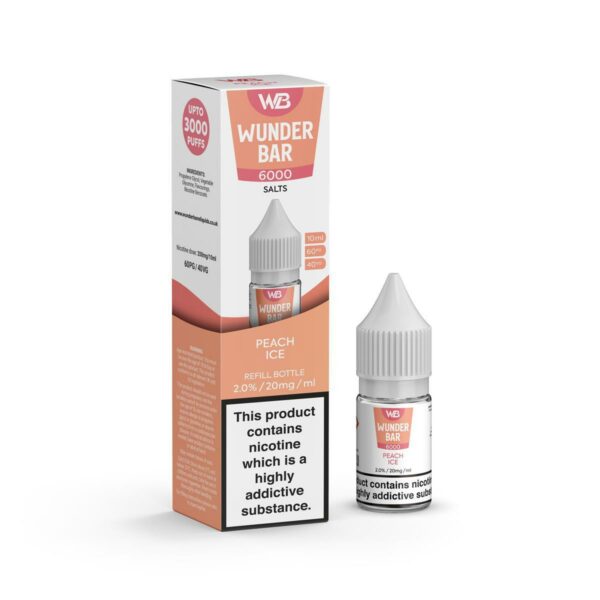 PEACH ICE 10ML NIC SALT WUNDER BAR 6000