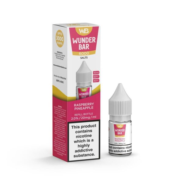 RASPBERRY PINEAPPLE 10ML NIC SALT WUNDER BAR 6000