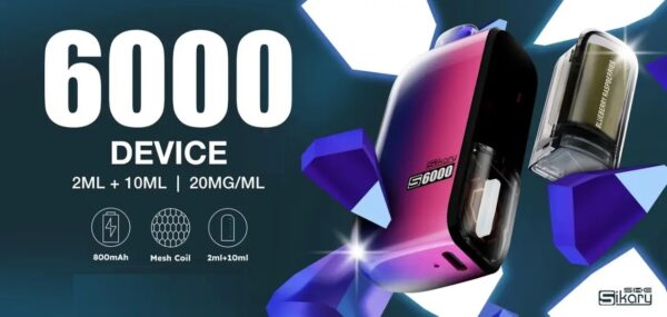 SKE SIKARY S6000 PREFILLED POD VAPE KIT 20MG - Image 2