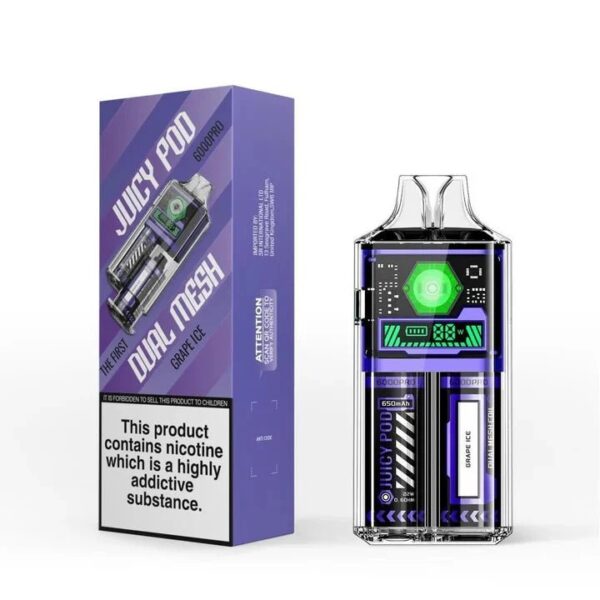 JUICY POD 6000 PRO DUAL MESH PREFILLED POD VAPE KIT 20MG - Image 10