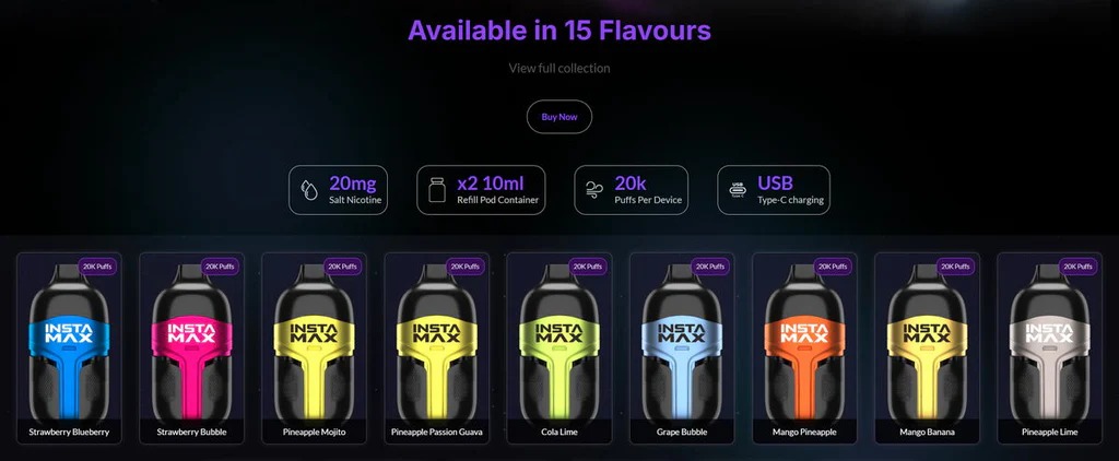 INSTA MAX 20K flavour information