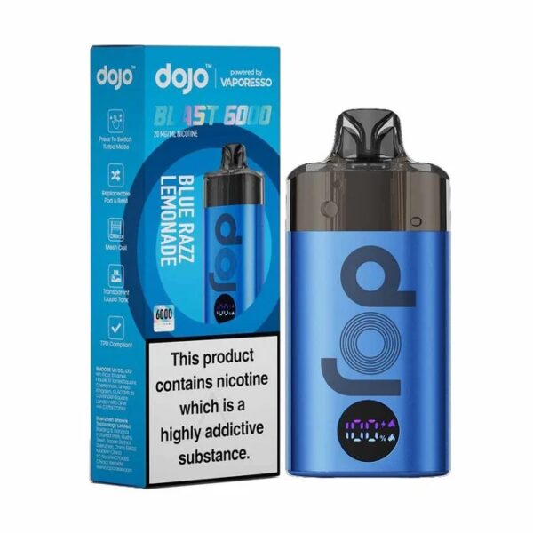 VAPORESSO DOJO BLAST 6000 PREFILLED POD KIT 20MG - Image 9