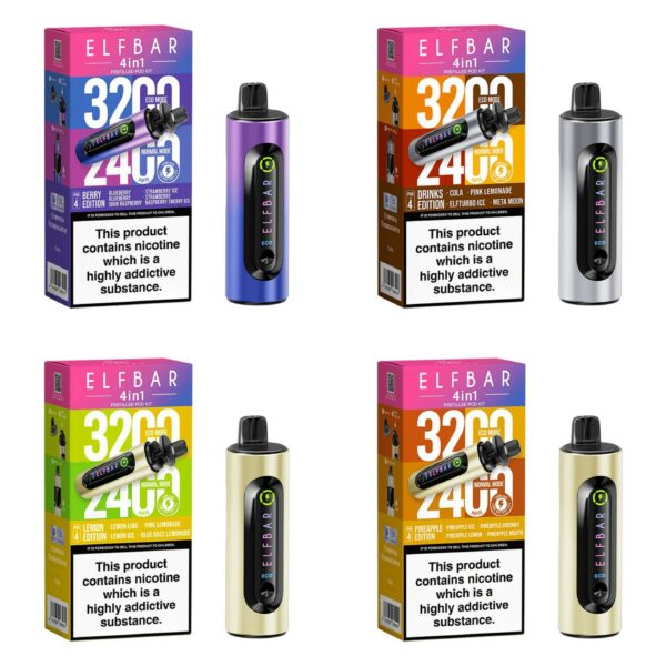 ELF BAR 4 IN 1 3200 PREFILLED VAPE KIT 20MG