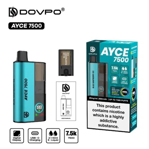 DOVPO AYCE 7500 PREFILLED DISPOSABLE VAPE KIT 20MG - Image 6