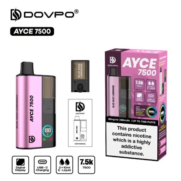 DOVPO AYCE 7500 PREFILLED DISPOSABLE VAPE KIT 20MG - Image 8