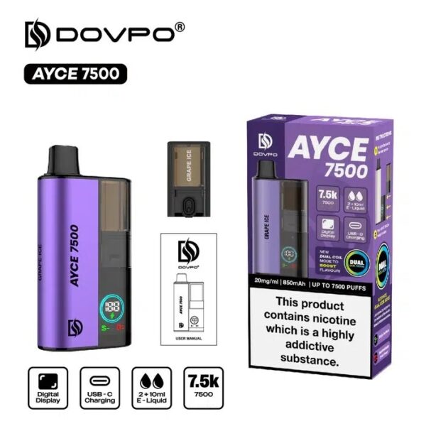 DOVPO AYCE 7500 PREFILLED DISPOSABLE VAPE KIT 20MG - Image 18