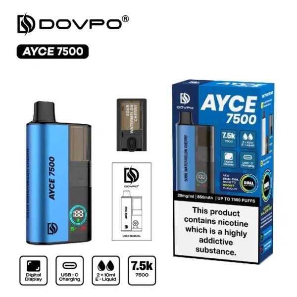 DOVPO AYCE 7500 PREFILLED DISPOSABLE VAPE KIT 20MG - Image 2