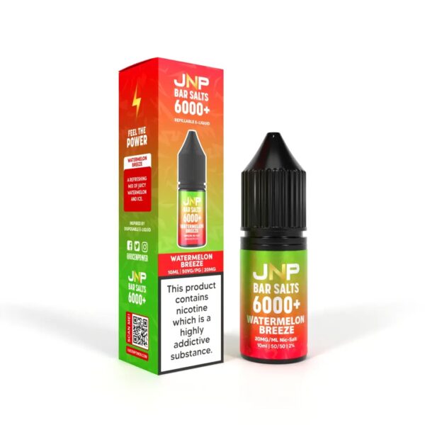 WATERMELON BREEZE 10ML NIC SALT JNP BAR SALTS 6000
