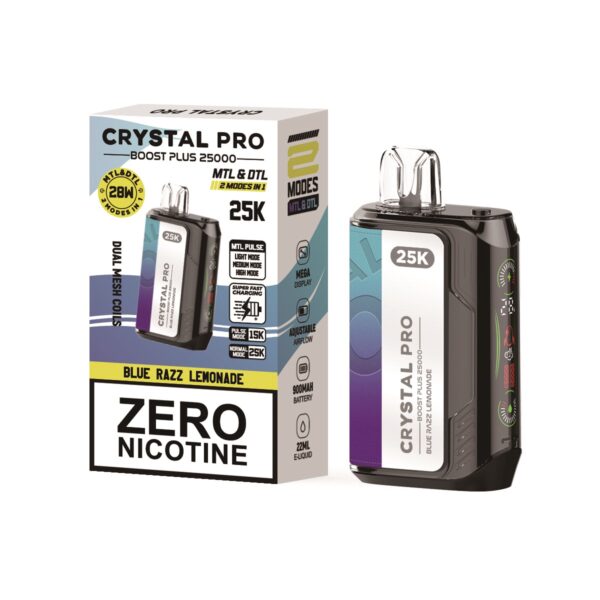 CRYSTAL PRO BOOST PLUS 25K DISPOSABLE VAPE KIT 0MG - Image 2