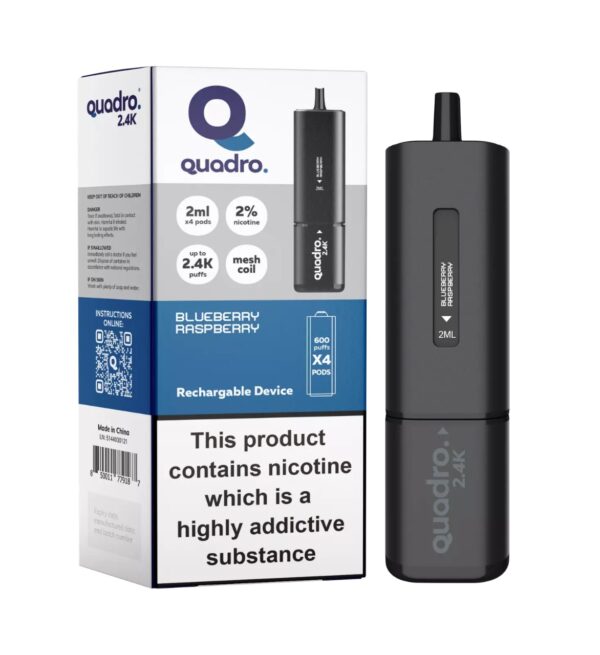 QUADRO 4 IN 1 2.4K PREFILLED POD VAPE KIT 20MG - Image 8