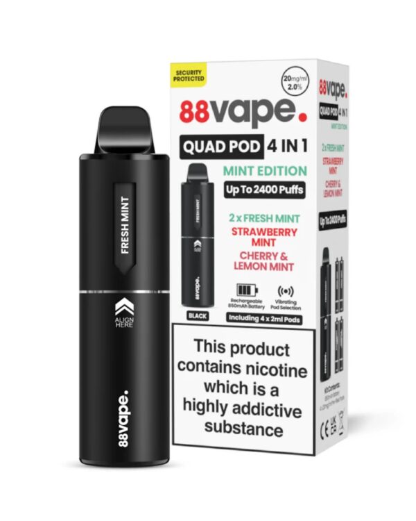 88VAPE QUAD 4 IN 1 PREFILLED POD VAPE KIT 20MG - Image 2