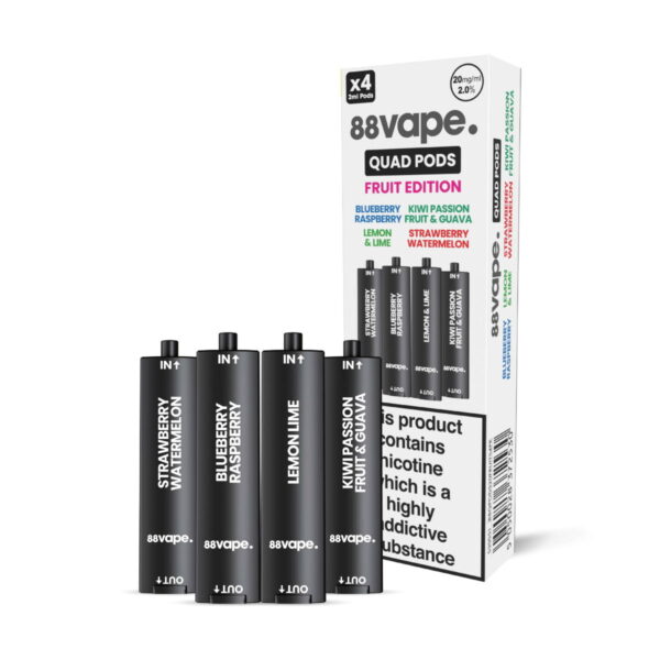 88VAPE QUAD 4 IN 1 PREFILLED VAPE PODS 20MG (4 PACK) - Image 3