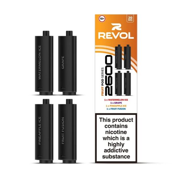 REVOL 2600 4 IN 1 PREFILLED VAPE PODS 20MG (4 PACK) - Image 7