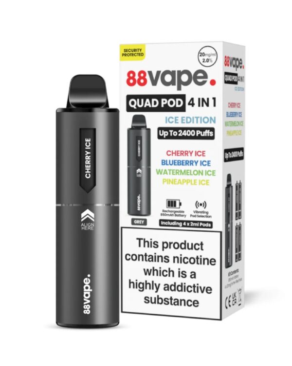 88VAPE QUAD 4 IN 1 PREFILLED POD VAPE KIT 20MG - Image 4