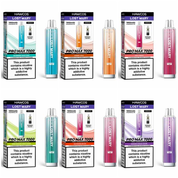 HAWCOS X LOST MARY PRO MAX 7000 PREFILLED POD VAPE KIT 20MG