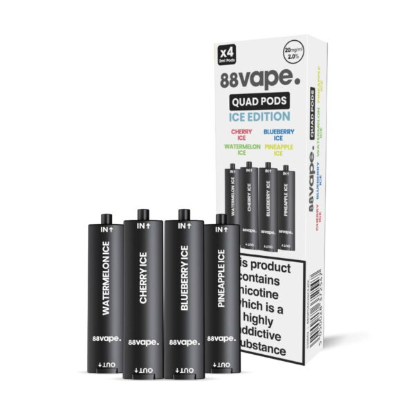 88VAPE QUAD 4 IN 1 PREFILLED VAPE PODS 20MG (4 PACK) - Image 4
