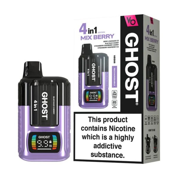 VAPES BARS GHOST 4 IN 1 PREFILLED POD VAPE KIT 20MG - Image 14