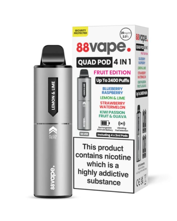 88VAPE QUAD 4 IN 1 PREFILLED POD VAPE KIT 20MG - Image 6