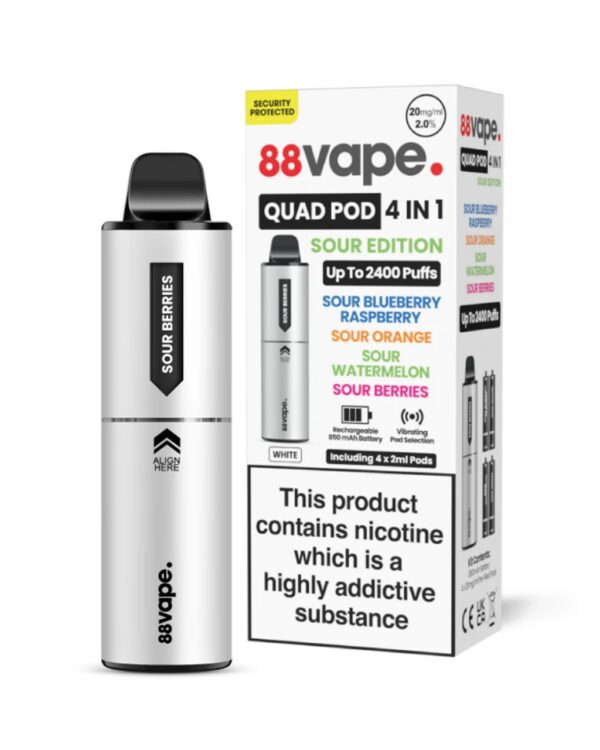 88VAPE QUAD 4 IN 1 PREFILLED POD VAPE KIT 20MG - Image 8