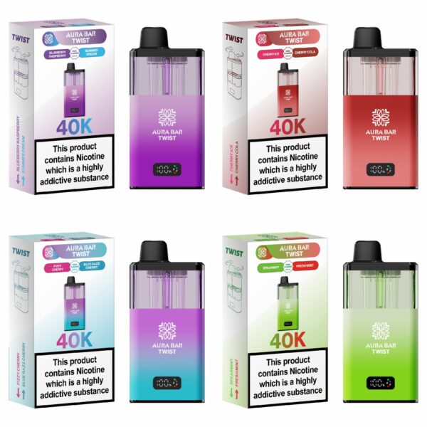 AURA BAR TWIST 40K PREFILLED POD VAPE KIT BY CRYSTAL PRIME 20MG
