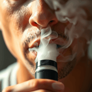 A man inhales from a vape