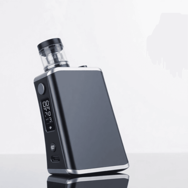 Sleek modern vape mod with digital temperature display emitting smooth vapor on a clean, minimalistic background.