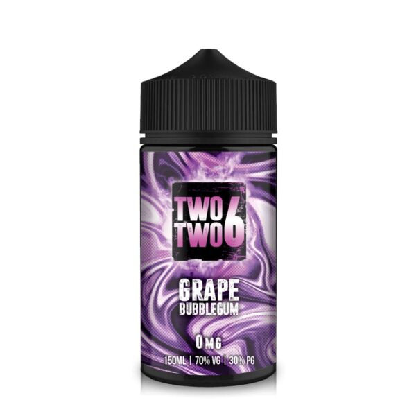 GRAPE BUBBLEGUM 150ML E LIQUID TWO TWO 6 EXP