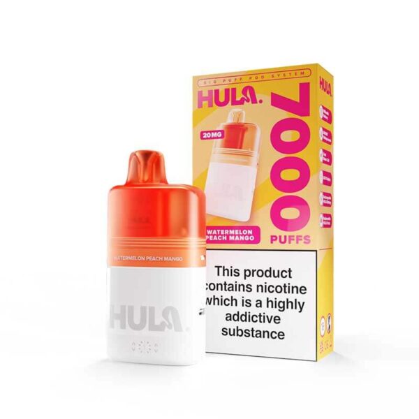 WATERMLON PEACH MANGO HULA 7000 PREFILLED POD VAPE KIT 20MG