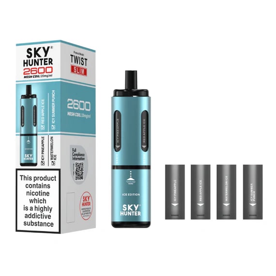 SKY HUNTER TWIST SLIM 4 IN 1 2600 PREFILLED POD VAPE KIT 20MG - Image 17
