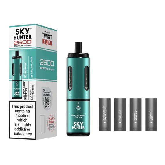 SKY HUNTER TWIST SLIM 4 IN 1 2600 PREFILLED POD VAPE KIT 20MG - Image 6