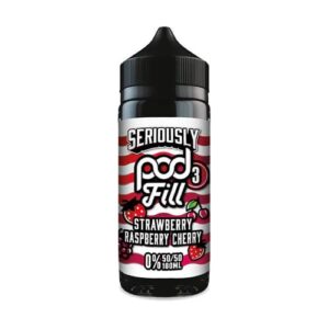 STRAWBERRY RASPBERRY CHERRY 100ML E LIQUID SERIOUSLY POD FILL 3