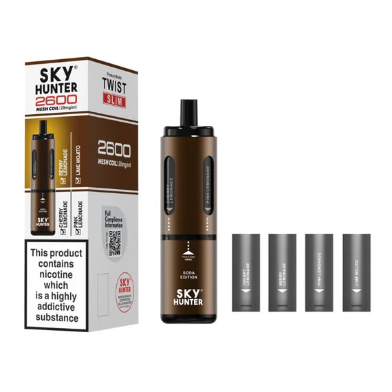 SKY HUNTER TWIST SLIM 4 IN 1 2600 PREFILLED POD VAPE KIT 20MG - Image 11