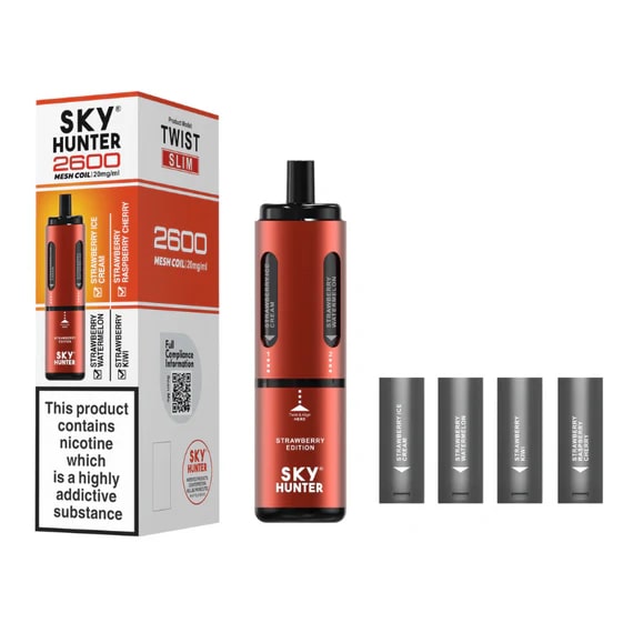 SKY HUNTER TWIST SLIM 4 IN 1 2600 PREFILLED POD VAPE KIT 20MG - Image 9